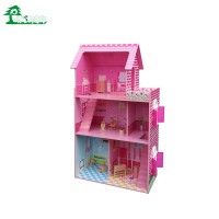 Wholesale Kids Wooden DIY Toy Furniture Doll House For Girls