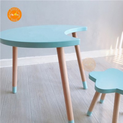 Professional Supplier Creative Children Tables And Chairs Suit, Cloud Moon Desk And Chair Furniture