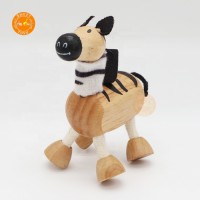 2020 Professional Made  Wooden Movable Zoo Animal Toy, Zebra Shape Wooden Mini Animal Doll