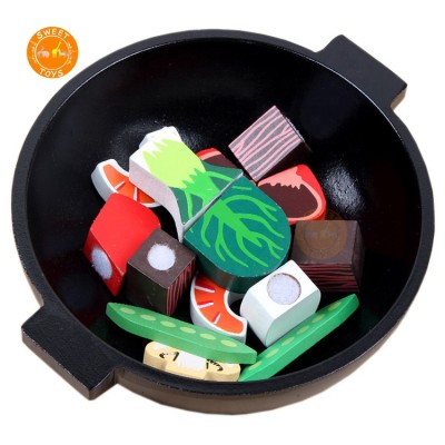 Wooden Kitchen Vegetable Pot Frying Pan Toys, Early Development Intelligence Education Pretend Play Toys