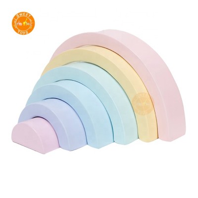 Children Wooden Rainbow Stacking, Educational Toy Solid Wood Baby Rainbow Stacking Blocks For Kids