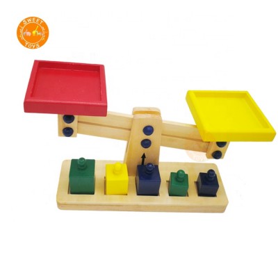 Favorable Price Educational Toy Wooden Balance Scale Toy, Teaching Wooden Children Balance Scales Weighing Games