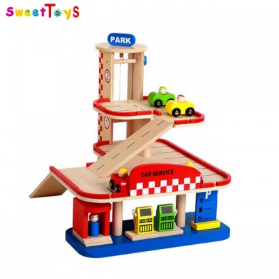 2017 Favorite cars parking lot set toys wooden Car Parking Garage Toy