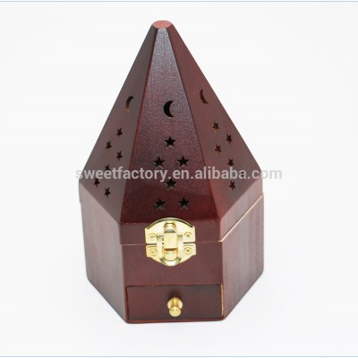 Hot sale Wood pyramid incense burner