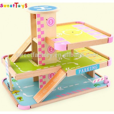 2018 Hot sales Multi-storey new products funny kids wooden parking garage play set wooden toys