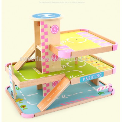 High quality wooden parking lot toys