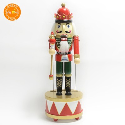 Christmas Holiday Wooden Nutcracker Figure Soldier Doll with Traditional Red Jacket Uniform with Gold Details, Large