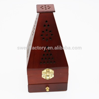 Pyramid design wood incense burner/wooden incense box