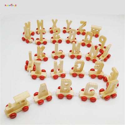 The selling 26 Alphabets wooden train letters toy