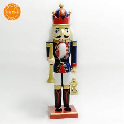 Handmade Wooden Soldier Nutcracker Puppet Figure in Classical Suit Christmas Ornaments Dark Red