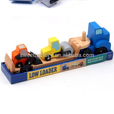 interesting wooden low loader for child