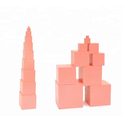 10 x Blocks Montessori wooden Sensory toys,Pink Tower Family Set Wooden Building Blocks Toy,Safety Kid Children Educational Toys