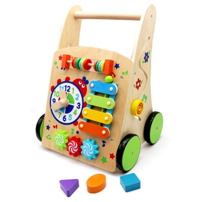 2019 China Factory Wooden Baby Learning Walker Toddler Toys 1 Year Old Blocks, Cheap Price High Quality Roll Cart Push Pull Toy