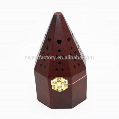 Pyramid design wood incense burner