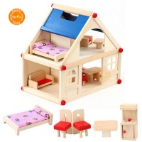 wooden DIY children's small doll house and mini furniture toy set Wooden Toy Kids Dollhouse Educational toys for kids