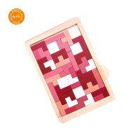 Wood Tangram Jigsaw Toy Wooden Tetris Blocks Brain Teasers Educational Toys For Kids puzzle blocks interactive Educational Toy