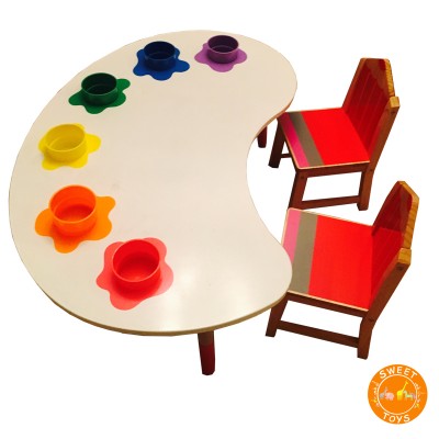 Fashionable design Colorful Wood kids study and eating table and chair sets for children