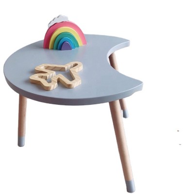 Attractive Style Wooden Children Table Chair Set, Moon&Star Shape Kindergarten Furniture Small Desk