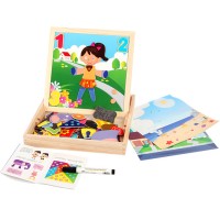 Educational Toys Wooden Magnetic Double Side Sketchpad Puzzle for kids with background paper