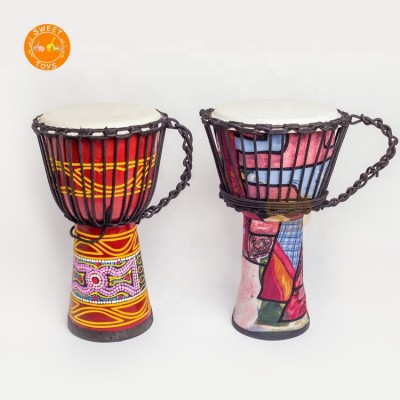 8.5-Inch Children Percussion Musical Music Instrument Toys, Rope Fabric Imitation Sheepskin Djembe Drum